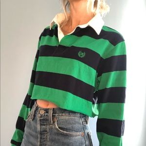 Women’s cropped chaps striped polo long sleeve S/P